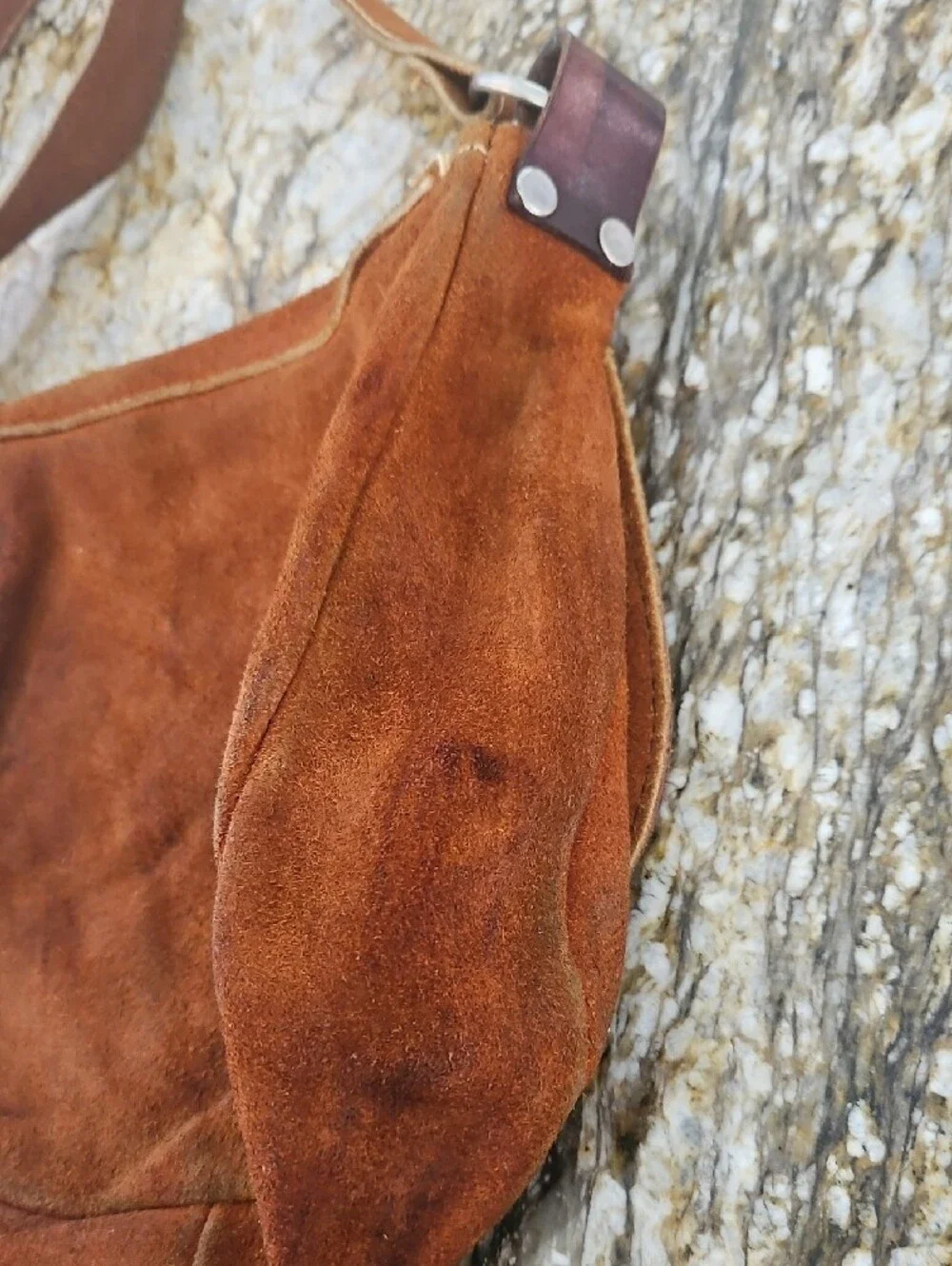 Undranded Boho Style Suede Hand Tooled Crossbody Bag Some Patina